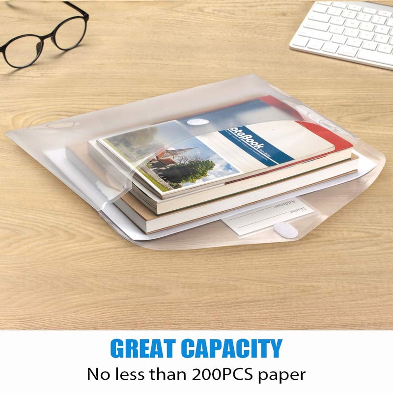 Sooez 10 Pack Plastic Envelopes File Folders, Clear Folder for Document US Letter A4 Size Poly Envelopes with Label Pockets for School Home Work Office Organizer, Clear - Image 4